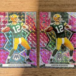 2022 Mosaic Football AARON RODGERS Pink Camo Prizm Lot x 2 #294 Packers