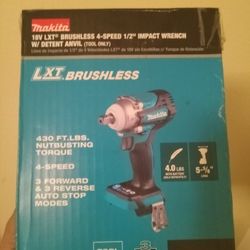 Makita 18v LXT 4 Speed 1/2" Impaxt W/detent Anvil