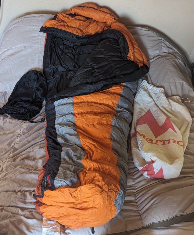 0F Sleeping Bag Men's Goose Down Marmot Never Summer, Long 6’6, high loft, Cold Snow Camping  Backpacking REI Nemo, Big Agnes Mountain Hardware