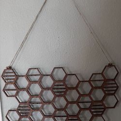 Wood Honeycomb design earring holder