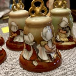 7 PC ROYAL BAYREUTH SUN BONNET BABIES DAYS OF THE WEEK BELL SET Limited Edition 