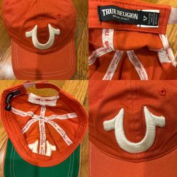 True Religion orange baseball Classic 6-panels embroidered logo cap one size