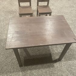 Kids Study Table With 2 Wooden Chairs For $40