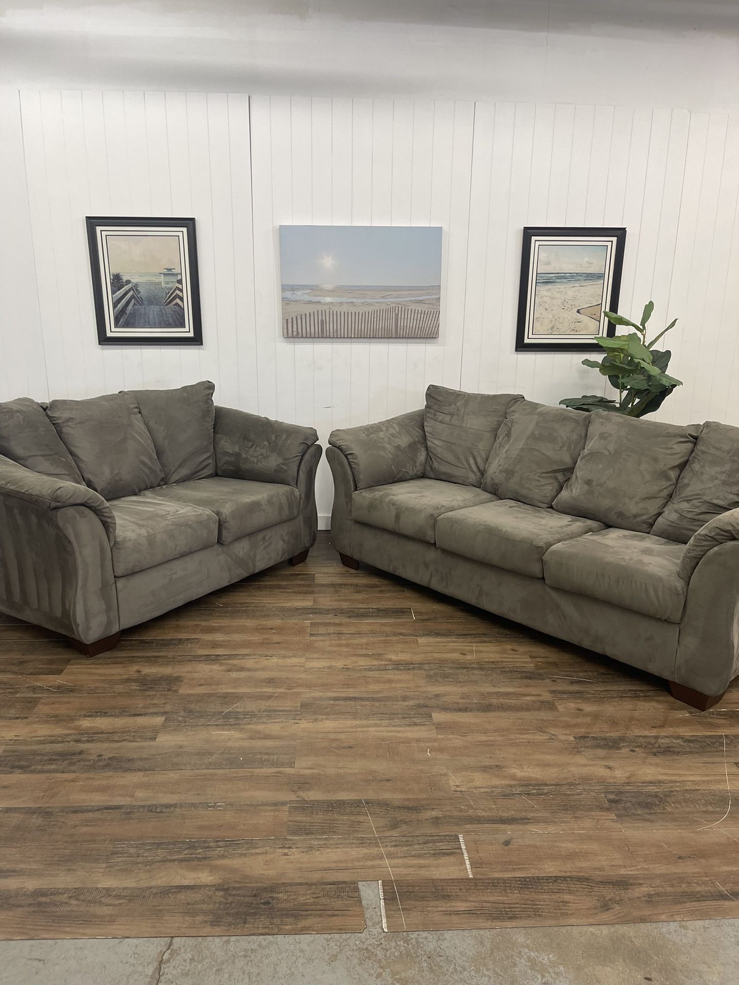 Sage Ashley Furniture Darcy Couch Set. Free Delivery!