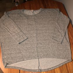 LOFT Size XL Oversized High Low Grey Top