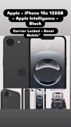 Apple - iPhone 16e 128GB • Apple Intelligence • Black Carrier Locked • Boost Mobile"