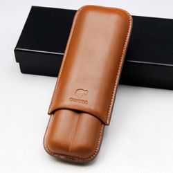 Cohiba Brown Leather 2 Ct Cigar Case Travel Holder