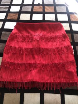 Red tassel skirt from pretty little thing