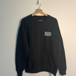 Black USA Today Newspaper NYC Embroidery Crewneck Sweatshirt 