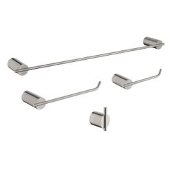 4-Piece Bath Hardware Set with Towel Bar Toilet Paper Holder Double Towel Hook in Stainless Steel Brushed Nickel