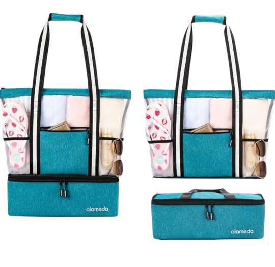 Beach Pool Bag Large Capacity - Insulated Cooler (Two in One) Turquoise Alameda