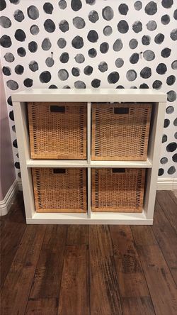 IKEA KALLAX shelf unit with 4 baskets