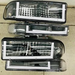 98-04 Chevrolet S10 Blazer LED DRL Headlights Luces Micas Calaveras Faros Faroles Focos Chevy Headlamps 
