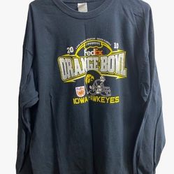 Iowa Hawkeyes Orange Bowl 2010 Long Sleeve Shirt Gildan 2XL Pre Owned