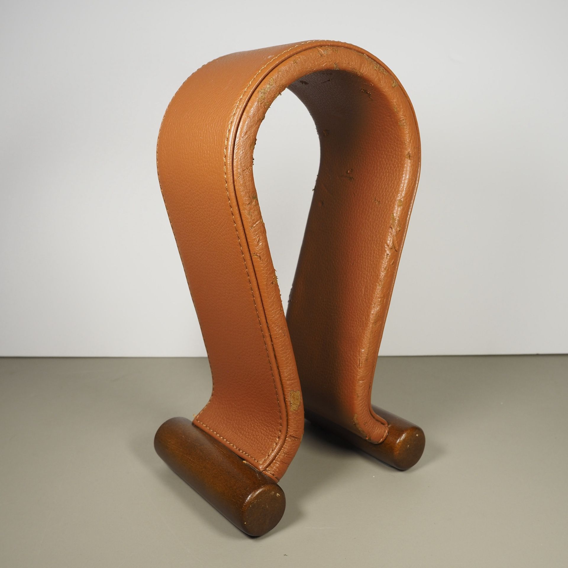 Headphone Stand ~ Synthetic Leather with Wood Base 