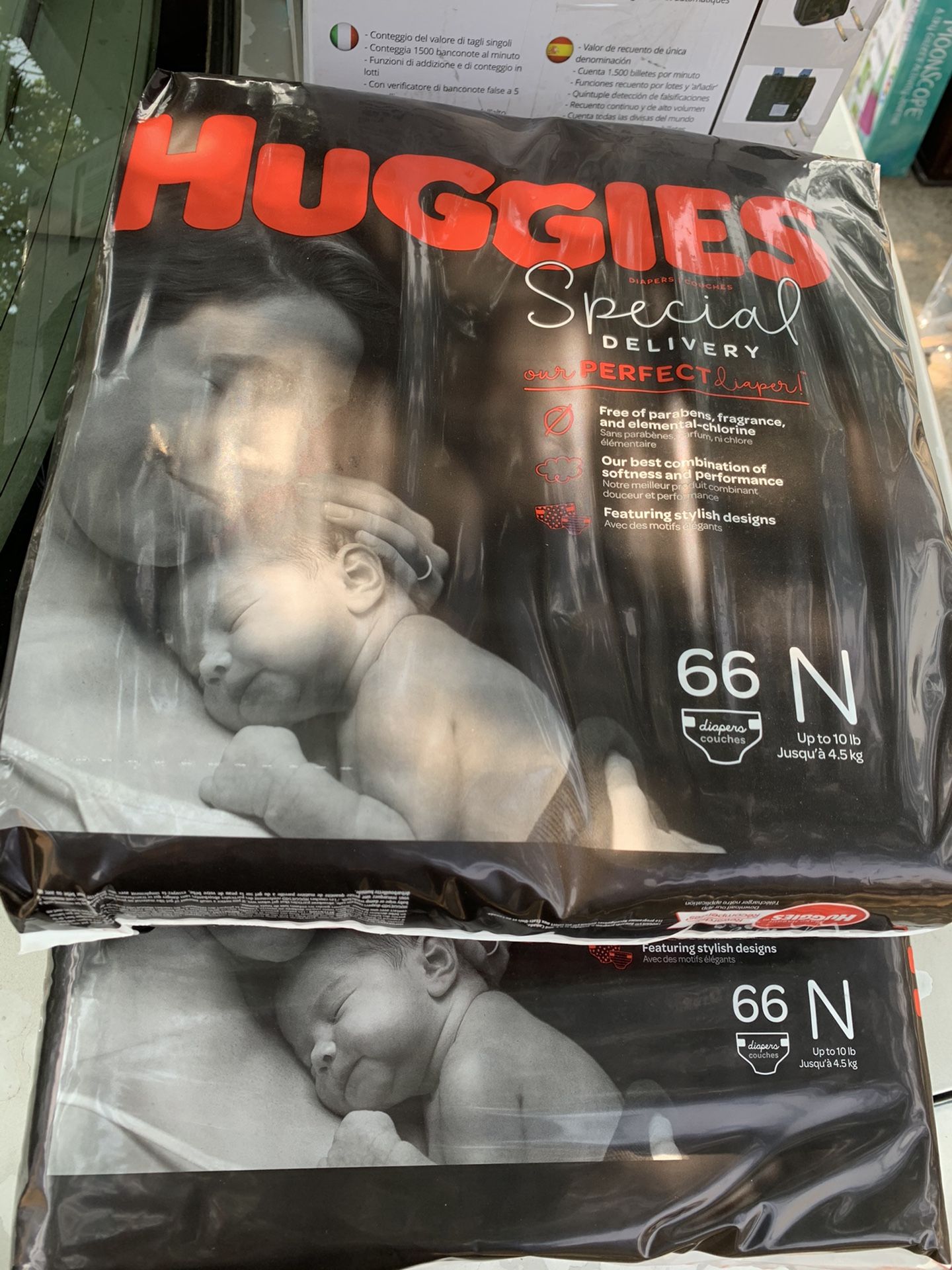 2 packs of NEWBORN diapers 66 each both for $30