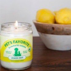 Pet's Favorite Tested & Proven Odor Eliminating Candle, Pet-Friendly Lemon Zeat