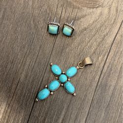 Turquoise Earings & Charm 