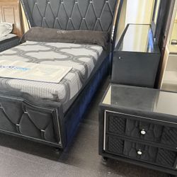 Queen Bed Room Set( Queen Bed Frame, Dresser, 1 Night Stand ) On Sale