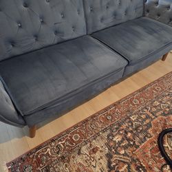 Blue Velvet Couch/Futon