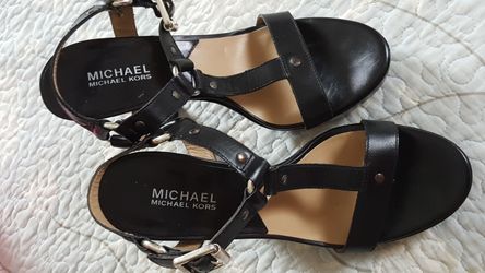 Black Micheal kors leather high heels
