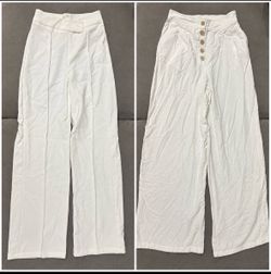 2 Women’s XS SHEIN White Wide-Leg Pantst