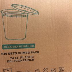 24OZ ,Plastic Soup Cup Reusable ,Deli Container Microwave/Dishwasher & freezer Safe 240 Sets 