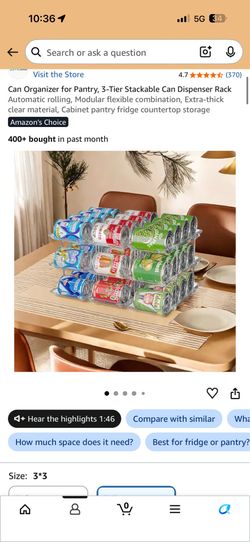 new Can Organizer for Pantry, 3-Tier Stackable Can Dispenser Rack Automatic rolling, Modular flexible combination, Extra-thick clear material, Cabinet