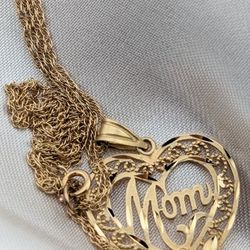 14K Gold Diamond-Cut Heart Pendant Necklace 