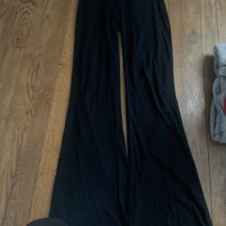black foldable flared  leggings 