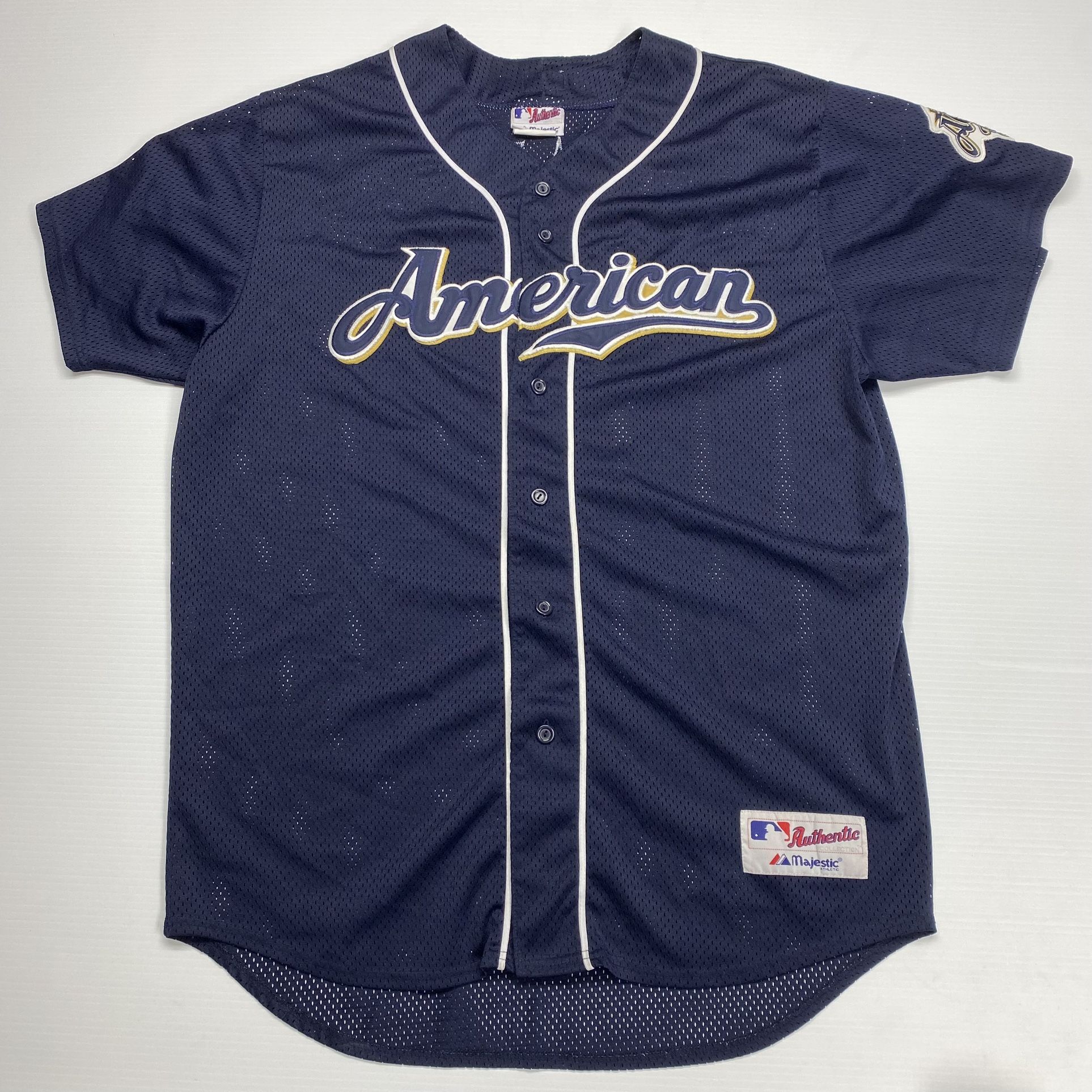 Vtg 2002 MLB All Star Game Nomar Garciaparra #5 American Navy Majestic Baseball Jersey Sz XL