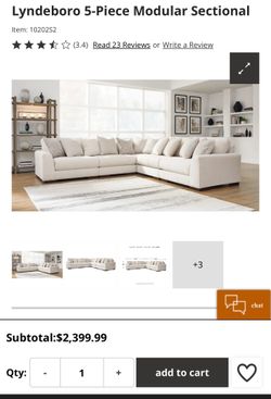 5 Piece Sectional And Oversized Ottoman Natural Lyndeboro 