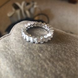 Wedding Band  925 Sterling Silver And Swarovski Elements Size 6