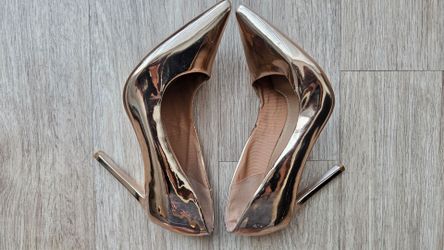 ASOS Rose Gold Mirror Pointed Toe Stiletto Pumps Heels Womens Size 5