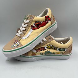 NEW Vans Sesame Street collab sneakers Women’s size 5.5 Embroidered Beige low top lace up shoes