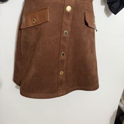 Marc New York Women’s Faux Brown Leather Knee Length Skirt XS