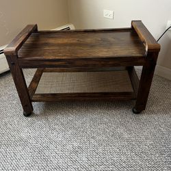 Wooden Rolling Table Cart