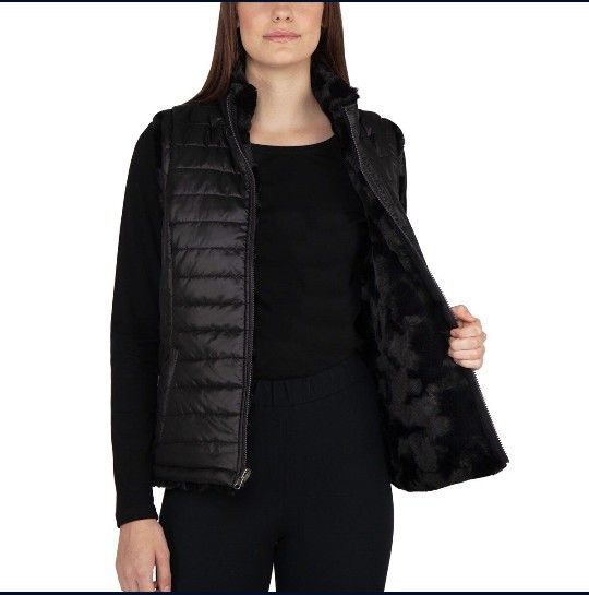 Faux fur reversible vest