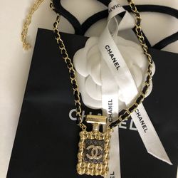 C H. Anel Necklace With Leather Chain 