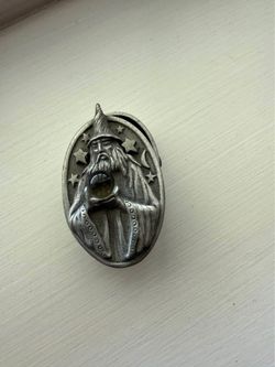 Vintage Pewter Wizard Brooch Locket Collectable No.59