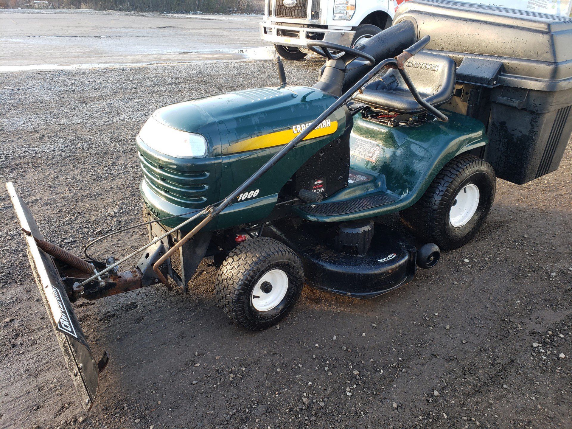 Auto -drive riding lawnmower tractor plow all season
