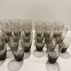 21 Vintage Libbey Classic Smoke Tumbler Glasses 11 – 12oz and 10 – 8oz Glass Drinkware