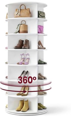 VASAGLE Torre giratoria de 7 niveles, organizador de zapatos giratorio de 360 grados, estante de almacenamiento New Open Box