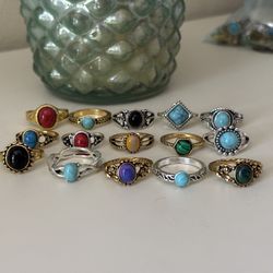 Lot Of 15 Brand New Gemstone Rings