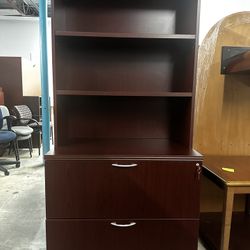 OFFICE/HOME FILE CABINET 2 DRAWERS LATERAL FILE CABINET WITH BOOKCASE 