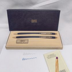 Vtg Cross Dupont Classic Black 2501 Pen & Pencil Set Matte Clean Classic -USA