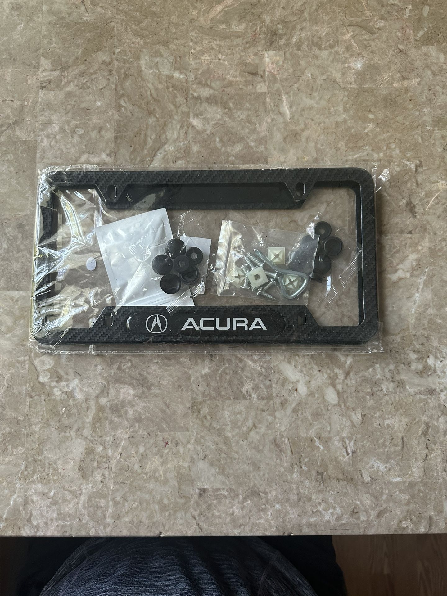 2pcs for ACURA Black Metal Stainless Steel License Plate Frame + 4PCS stem valve