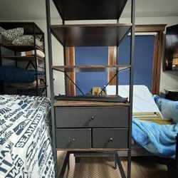 Storage Shelf With Adjustable Clothing Rods