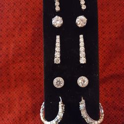 Beautiful Sterling Silver And Synthetic Diamond Earring Sets