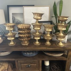 Gold Compote Floral Vases 